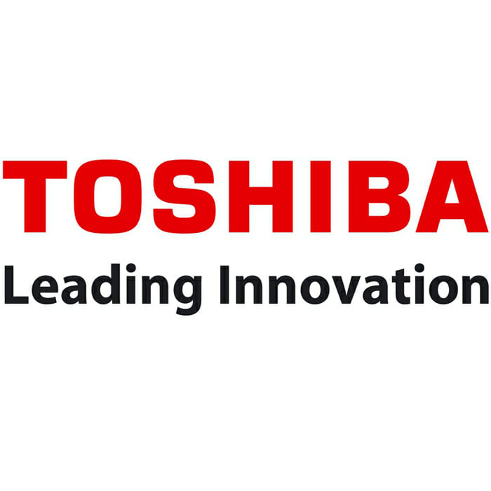 Toshiba logo representing the company's partnership with Prestige Commercial for carpet cleaning services.