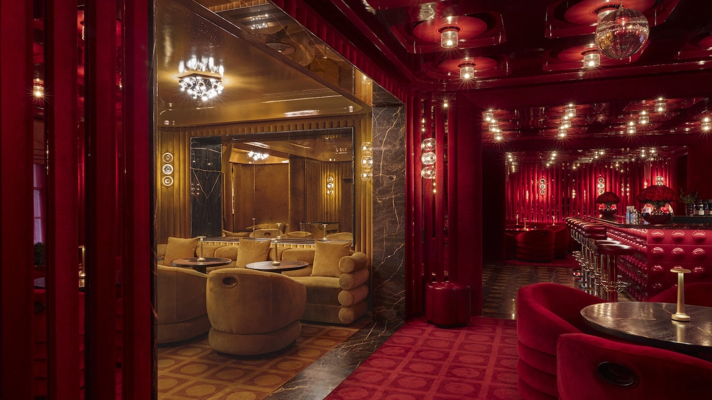 The restored members' area at Langan's Brasserie following a specialist wool-safe clean.