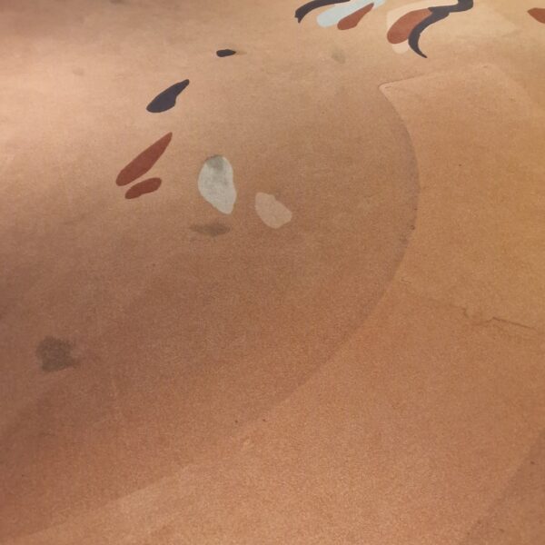 Rug before Selfridges rug cleaning showing heavy staining and grubby patches